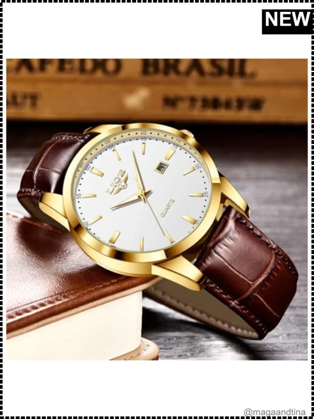 Men's Waterproof Analog Dress Watch Leather Stainless Steel Quartz